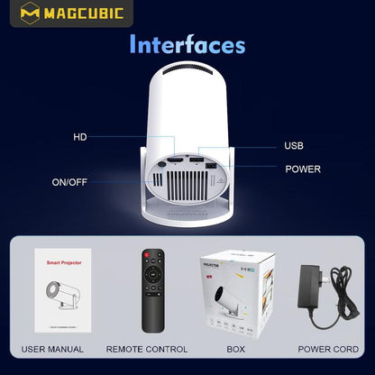 Smart Mini Portable Home Cinema Projector with Auto Keystone & WiFi 6