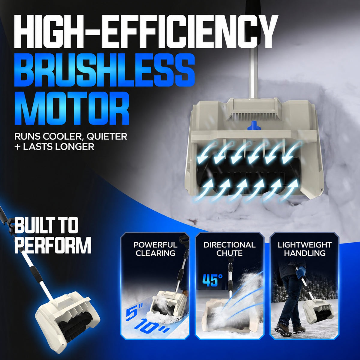 ❄️ Cordless Snow Shovel – Clear Snow Faster with Less Effort!