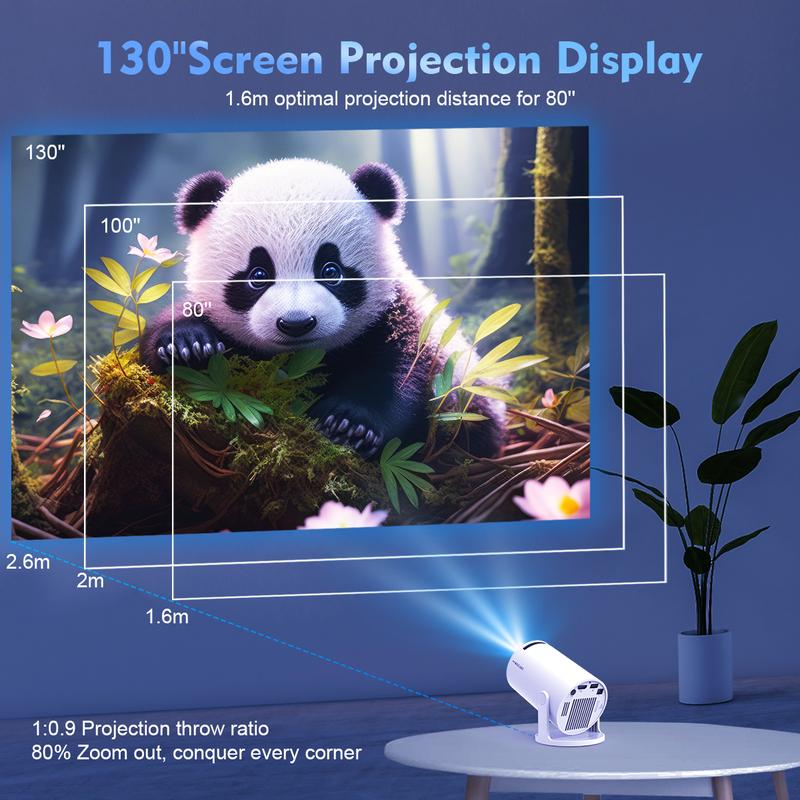 Smart Mini Portable Home Cinema Projector with Auto Keystone & WiFi 6